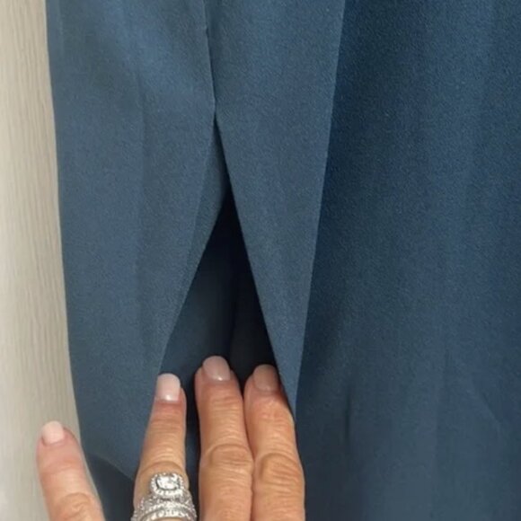 ARITZIA BABATON SHIFT DRESS CAP SLEEVE POCKETS BANDED COLLAR - TEAL - Picture 11 of 12